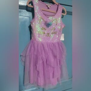 Zhenzi Glittery Purple Cat Dance Costume